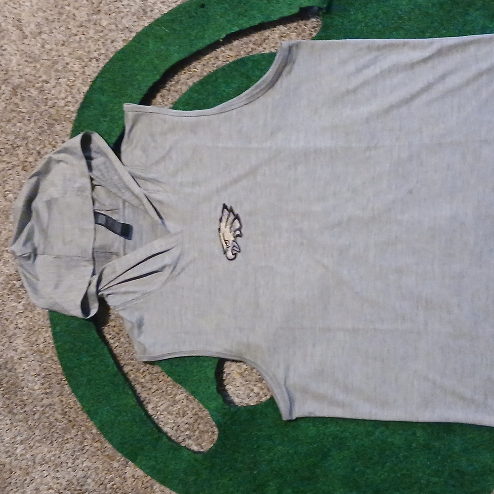 Philadelphia Eagles Men's Gray Dri Fit Athletic Sleeveless Hoodie Tank Top NWT